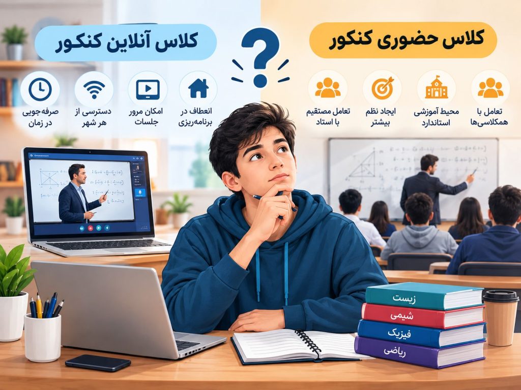 کلاس آنلاین کنکور بهتر است یا حضوری؟